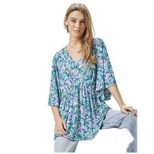 NWT Dear Scarlett Floral Half Dolman Sleeve Blouse size M Spring Babydoll